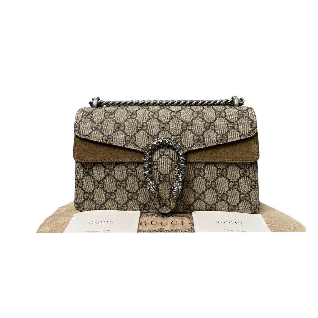 Dionysus Crystal Small GG Supreme Monogram Beige Taupe RHW