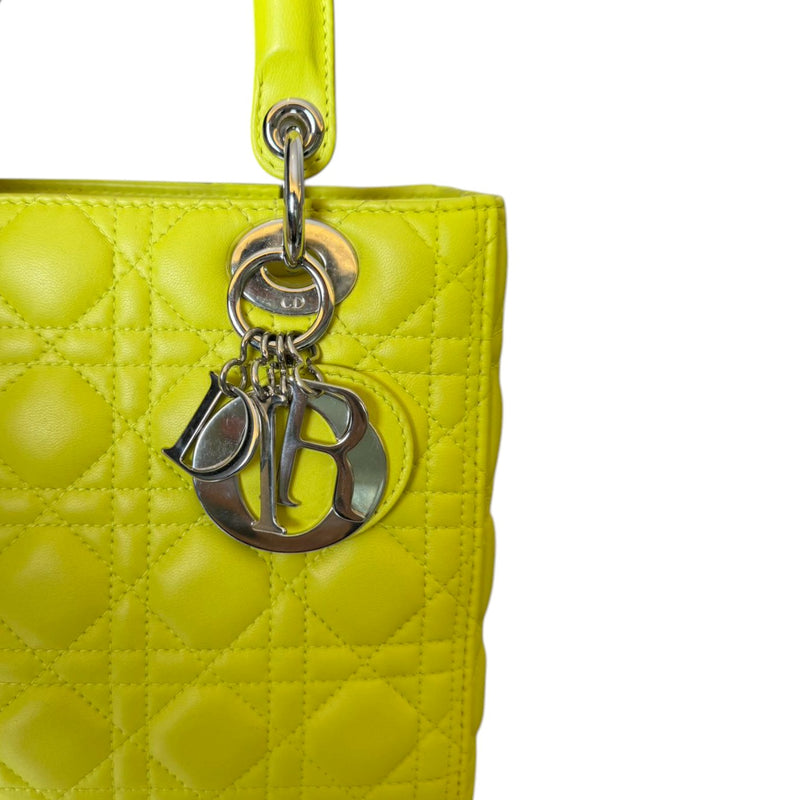 Lady Dior Medium Lambskin Quilted Yellow SHW