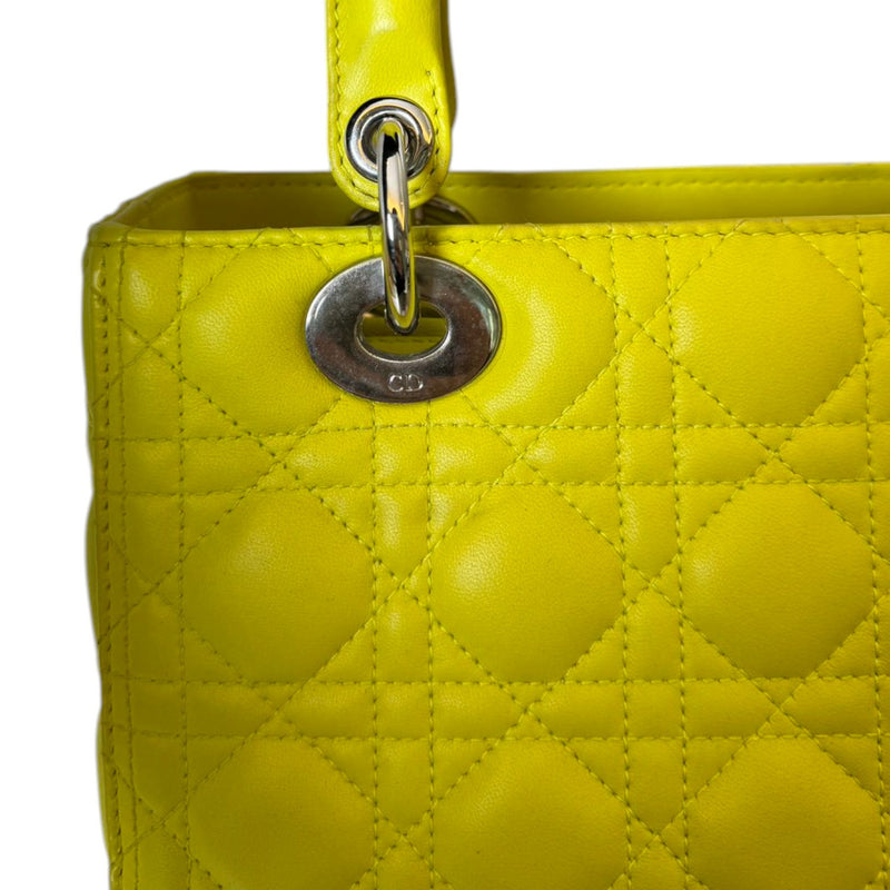 Lady Dior Medium Lambskin Quilted Yellow SHW