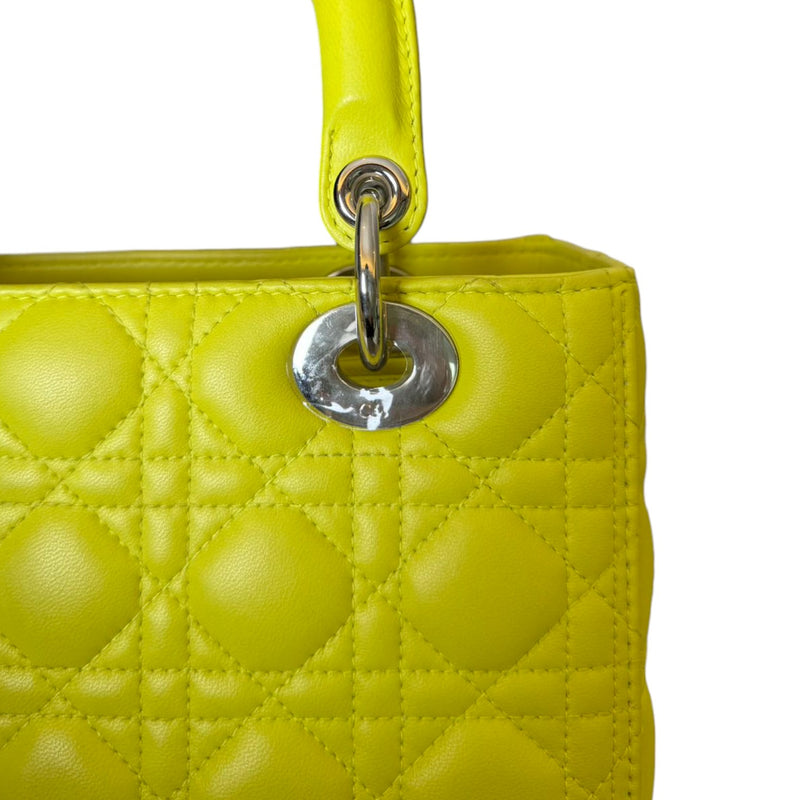 Lady Dior Medium Lambskin Quilted Yellow SHW