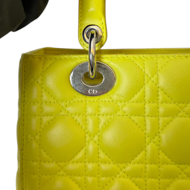 Lady Dior Medium Lambskin Quilted Yellow SHW