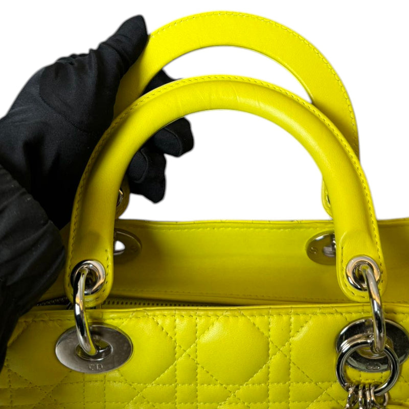 Lady Dior Medium Lambskin Quilted Yellow SHW