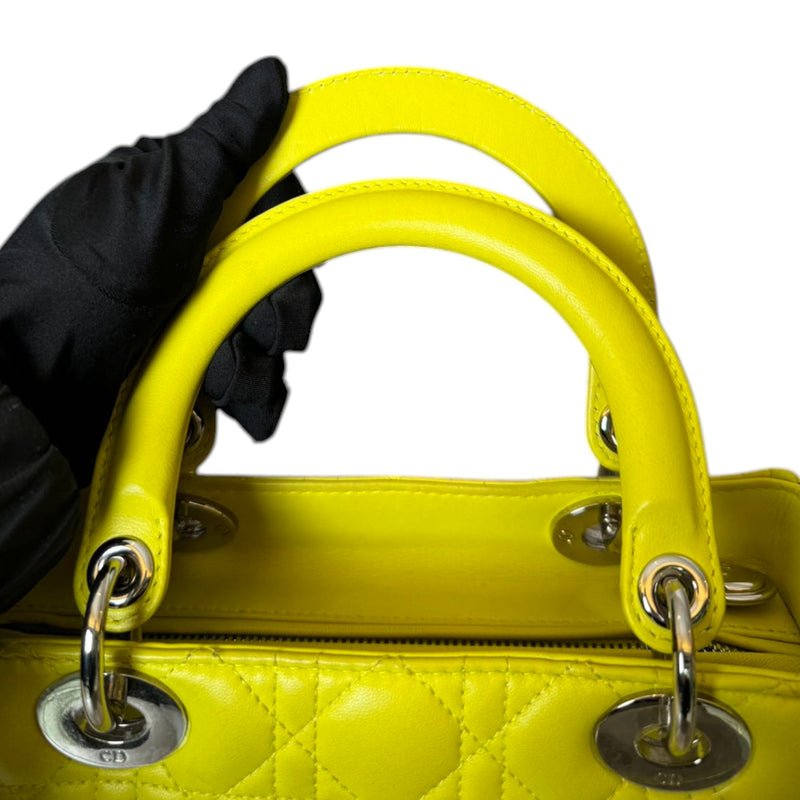 Lady Dior Medium Lambskin Quilted Yellow SHW