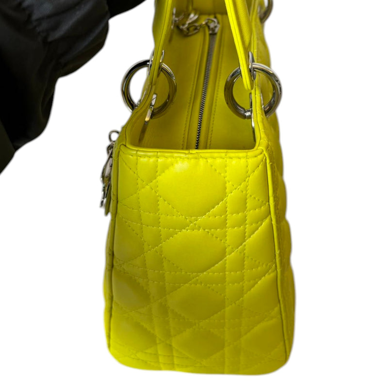 Lady Dior Medium Lambskin Quilted Yellow SHW