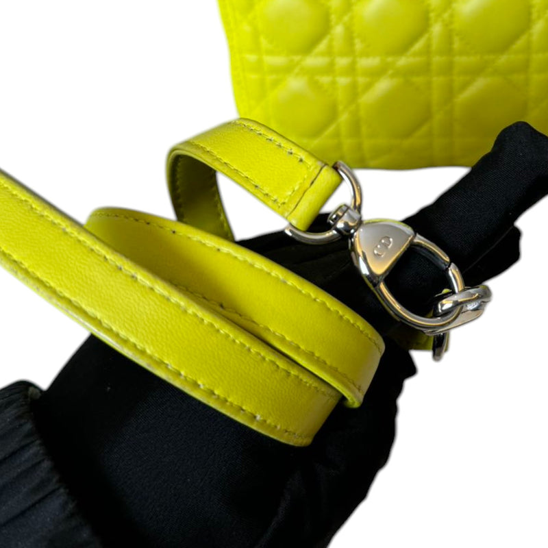 Lady Dior Medium Lambskin Quilted Yellow SHW