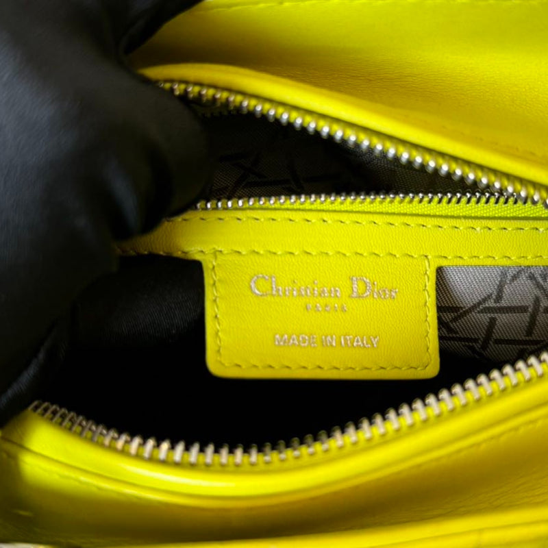 Lady Dior Medium Lambskin Quilted Yellow SHW