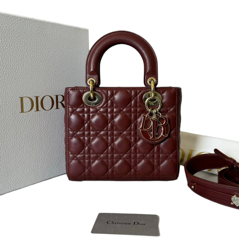 My ABCDior Lady Dior Lambskin Small Burgundy GHW