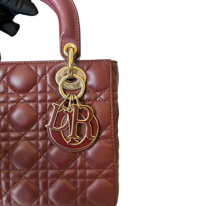 My ABCDior Lady Dior Lambskin Small Burgundy GHW