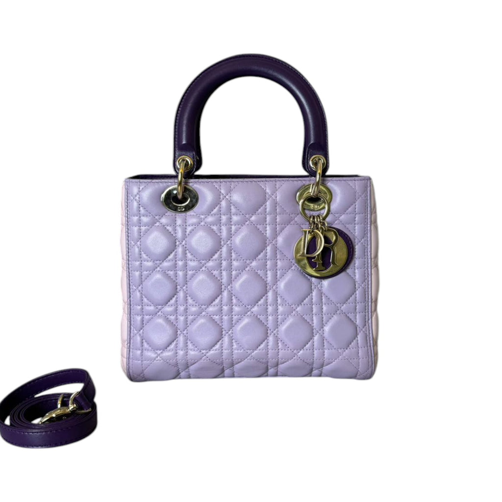 Lady Dior Tri-Color Medium Lambskin Purple Light Pink GHW