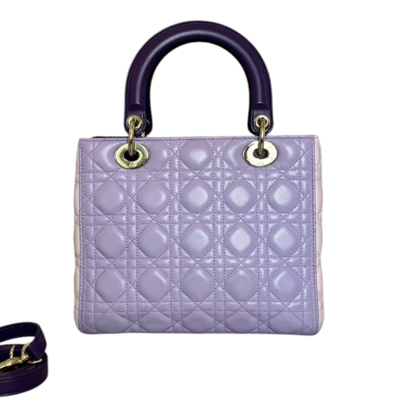 Lady Dior Tri-Color Medium Lambskin Purple Light Pink GHW