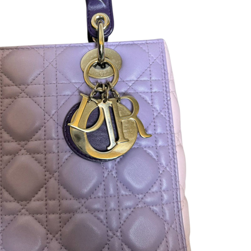 Lady Dior Tri-Color Medium Lambskin Purple Light Pink GHW