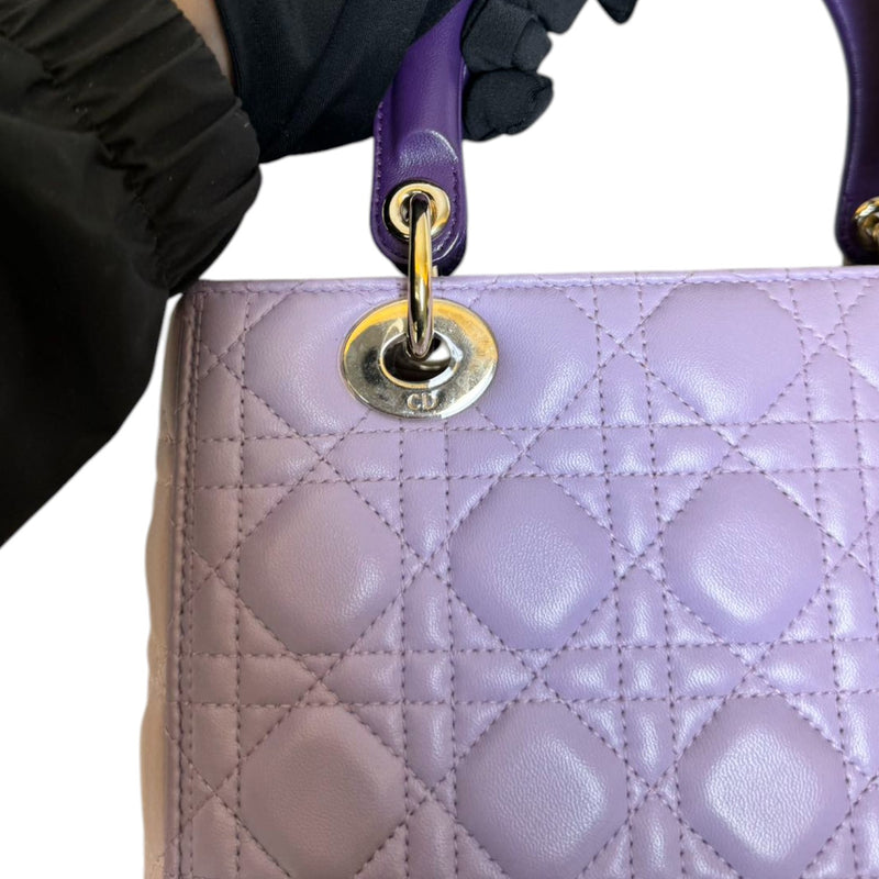 Lady Dior Tri-Color Medium Lambskin Purple Light Pink GHW