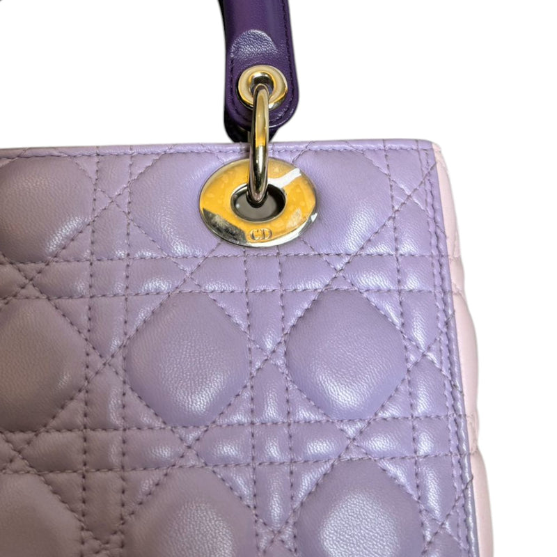 Lady Dior Tri-Color Medium Lambskin Purple Light Pink GHW