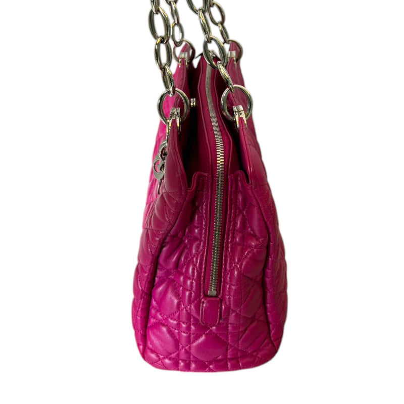 Soft Zipped Shopping Tote Lambskin Pink SHW