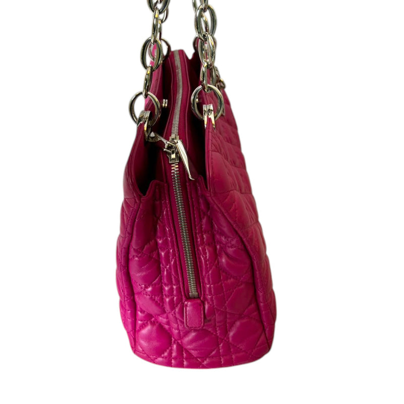 Soft Zipped Shopping Tote Lambskin Pink SHW