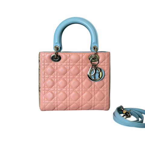 Lambskin Cannage Medium Lady Dior Pink GHW