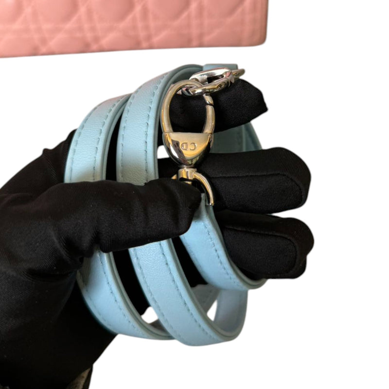 Lady Dior Medium Tri-Color Lambskin with Python Light Blue Pink