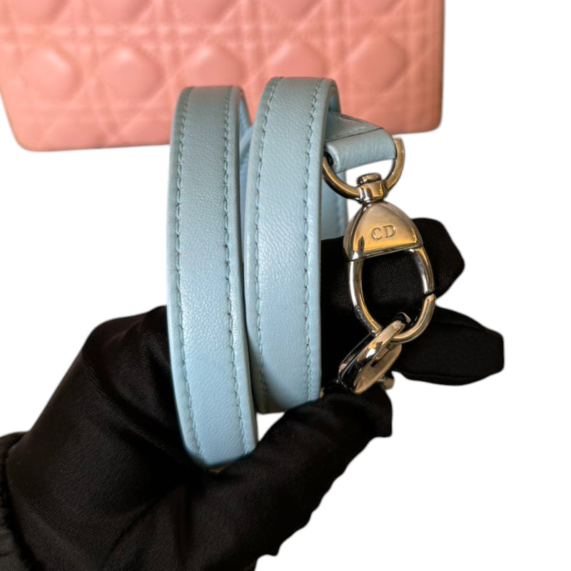 Lady Dior Medium Tri-Color Lambskin with Python Light Blue Pink