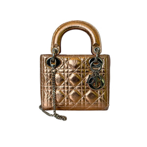 Lady Dior Mini Metallic Calfskin Cannage Copper SHW