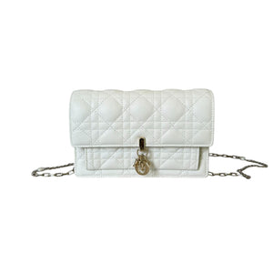 Miss Dior Chain Pouch Lambskin White GHW