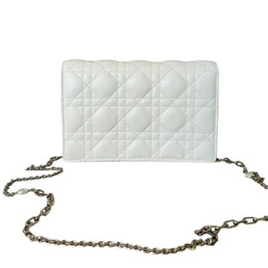 Miss Dior Chain Pouch Lambskin White GHW