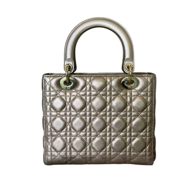 Lady Dior Medium Metallic Lambskin Rose Gold GHW