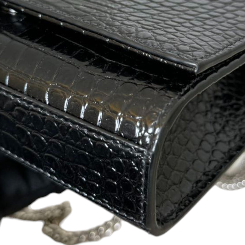 Kate Tassel Small Satchel Calfskin Crocodile Black GHW