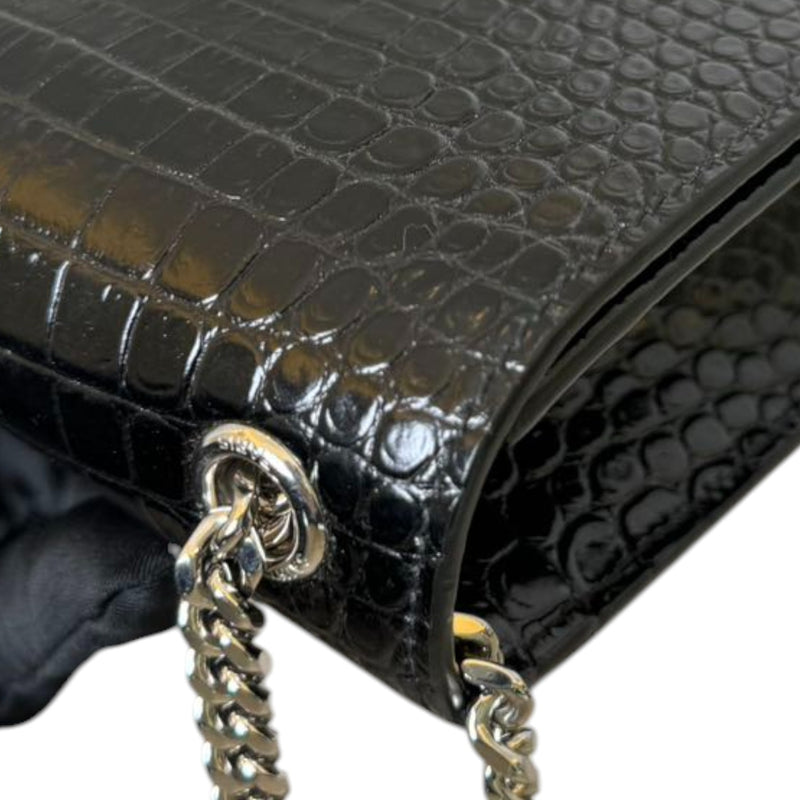 Kate Tassel Small Satchel Calfskin Crocodile Black GHW