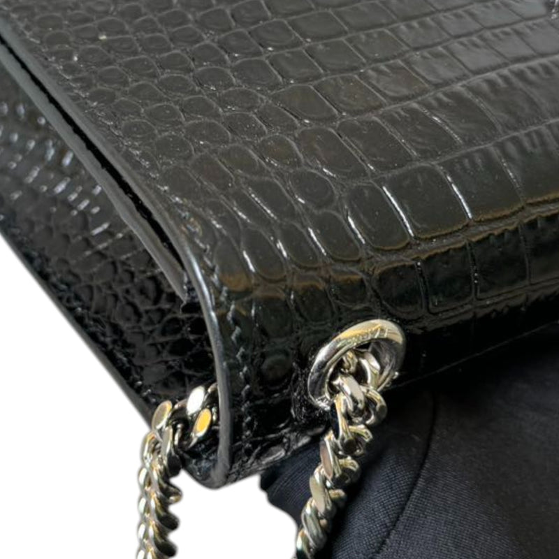 Kate Tassel Small Satchel Calfskin Crocodile Black GHW