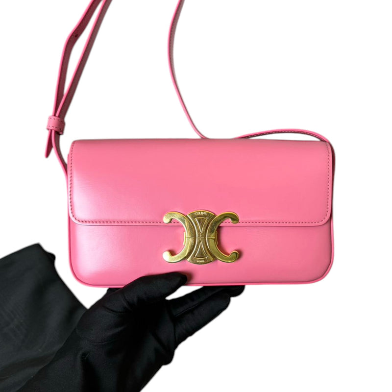 Triomphe Shoulder Shiny Calfskin Pink GHW