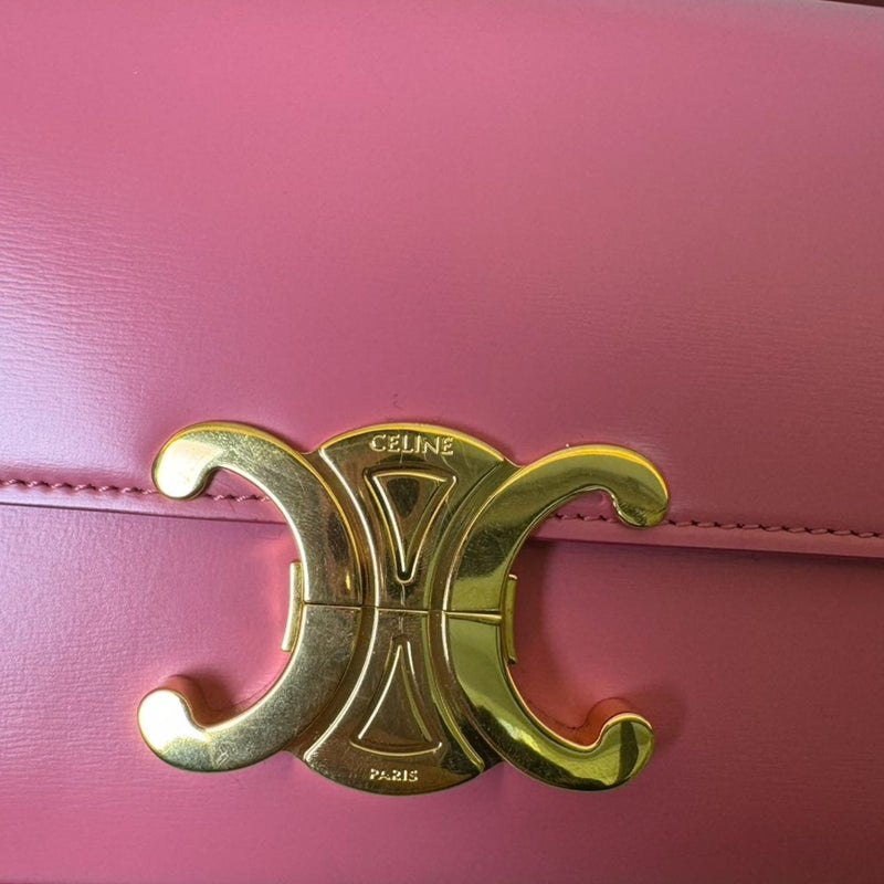 Triomphe Shoulder Shiny Calfskin Pink GHW