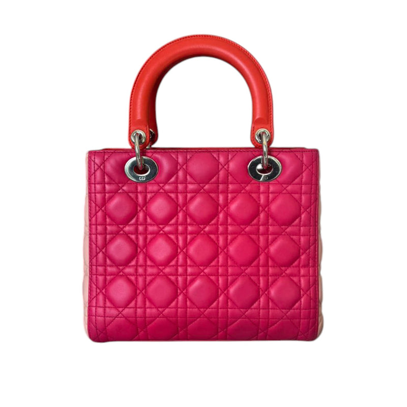 Lady Dior Medium Tri-Color Lambskin Orange Pink SHW