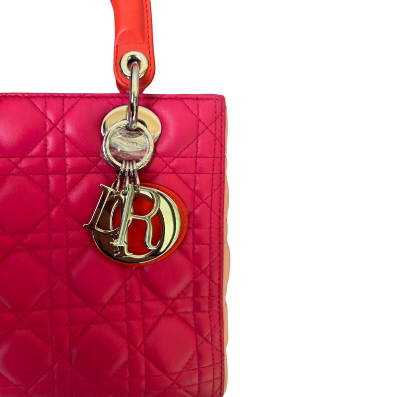 Lady Dior Medium Tri-Color Lambskin Orange Pink SHW