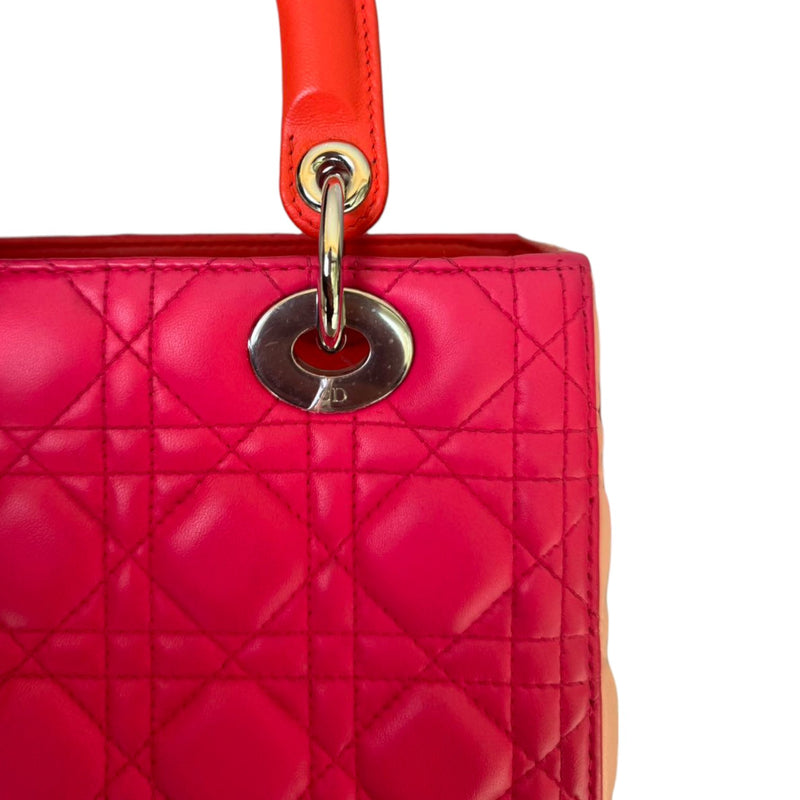 Lady Dior Medium Tri-Color Lambskin Orange Pink SHW