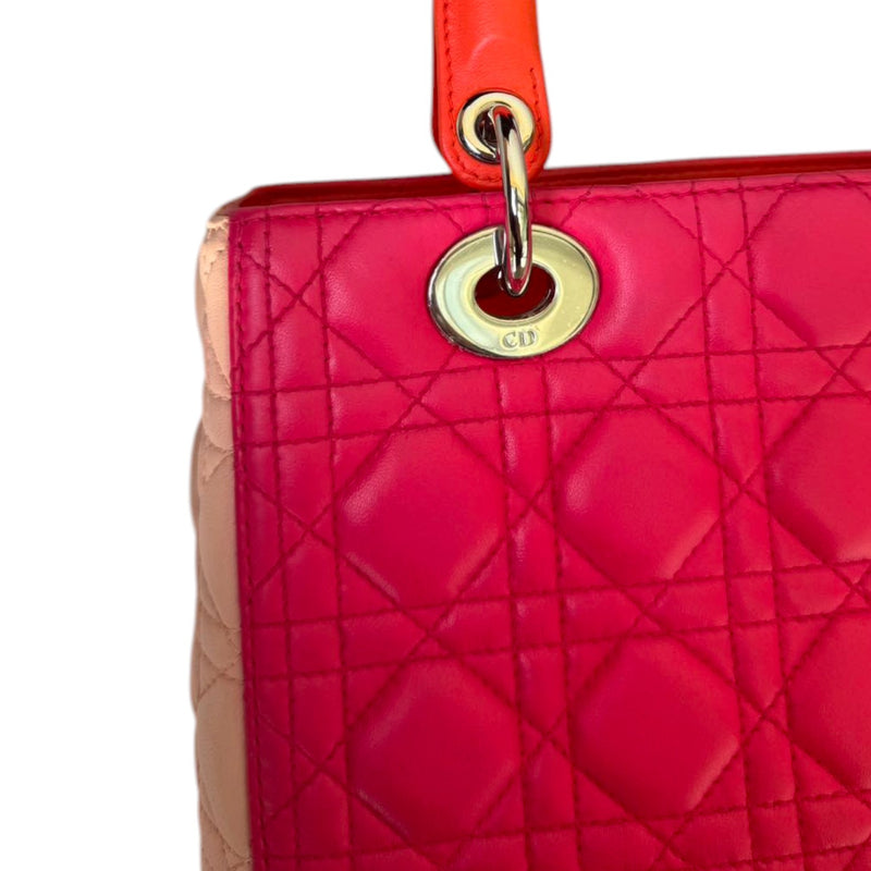 Lady Dior Medium Tri-Color Lambskin Orange Pink SHW