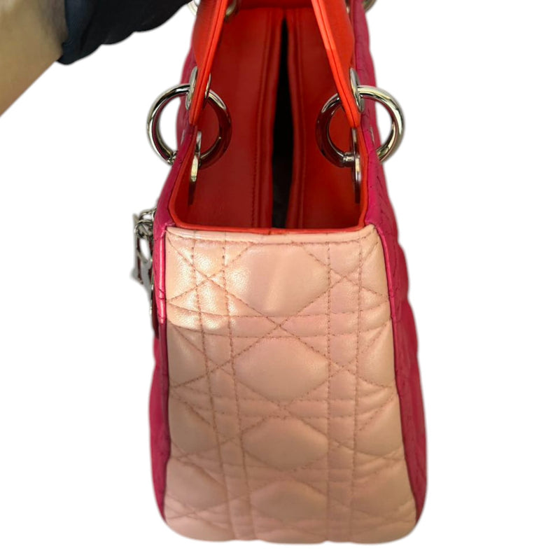 Lady Dior Medium Tri-Color Lambskin Orange Pink SHW