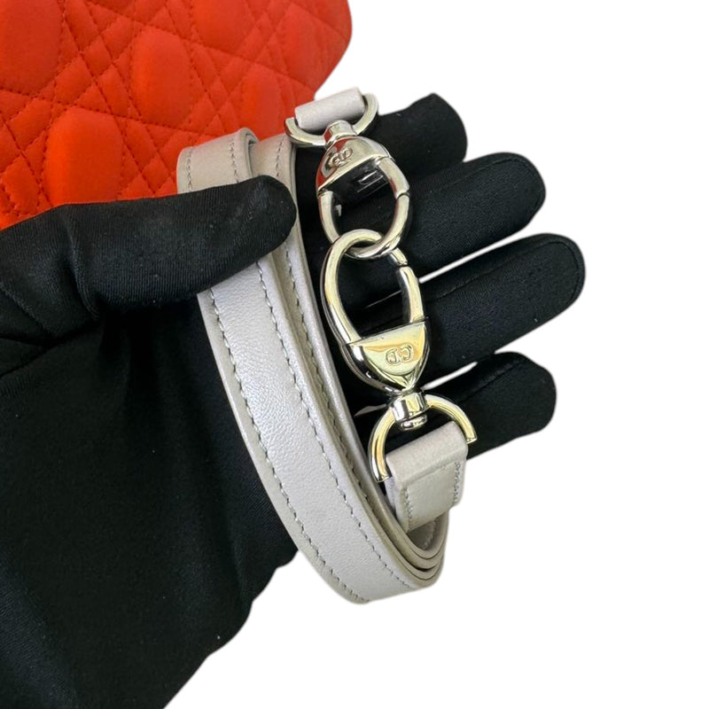 Lady Dior Medium Tri-Color Lambskin with Python Orange Grey SHW