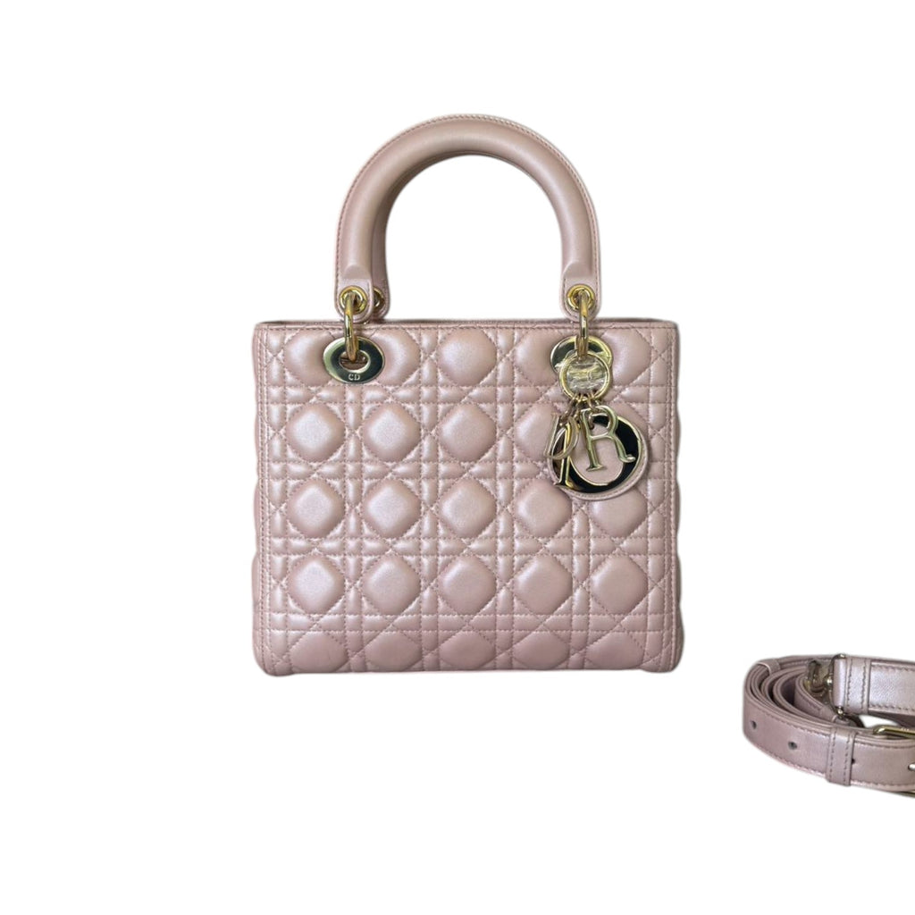 Lady Dior Medium Lambskin Cannage Light Pink GHW