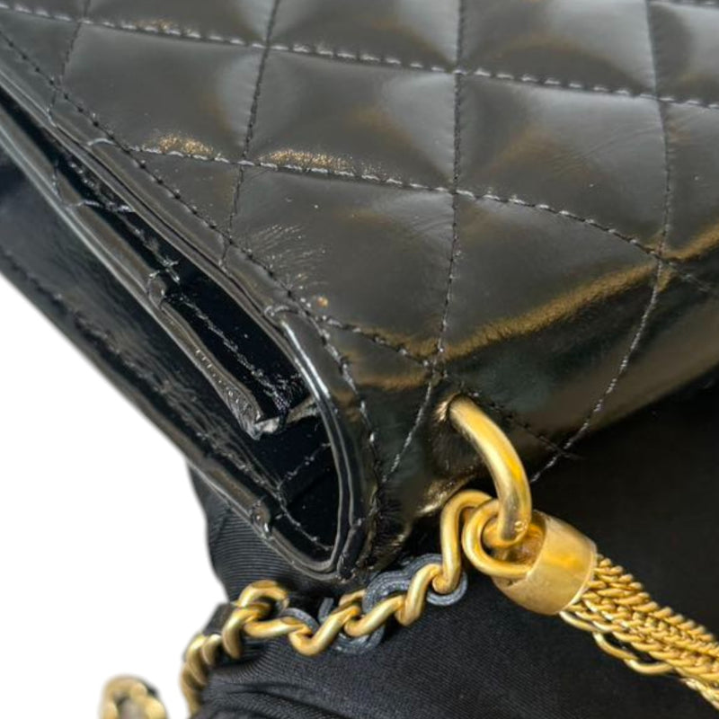 Wallet On Chain WOC Shiny Lambskin Black GHW