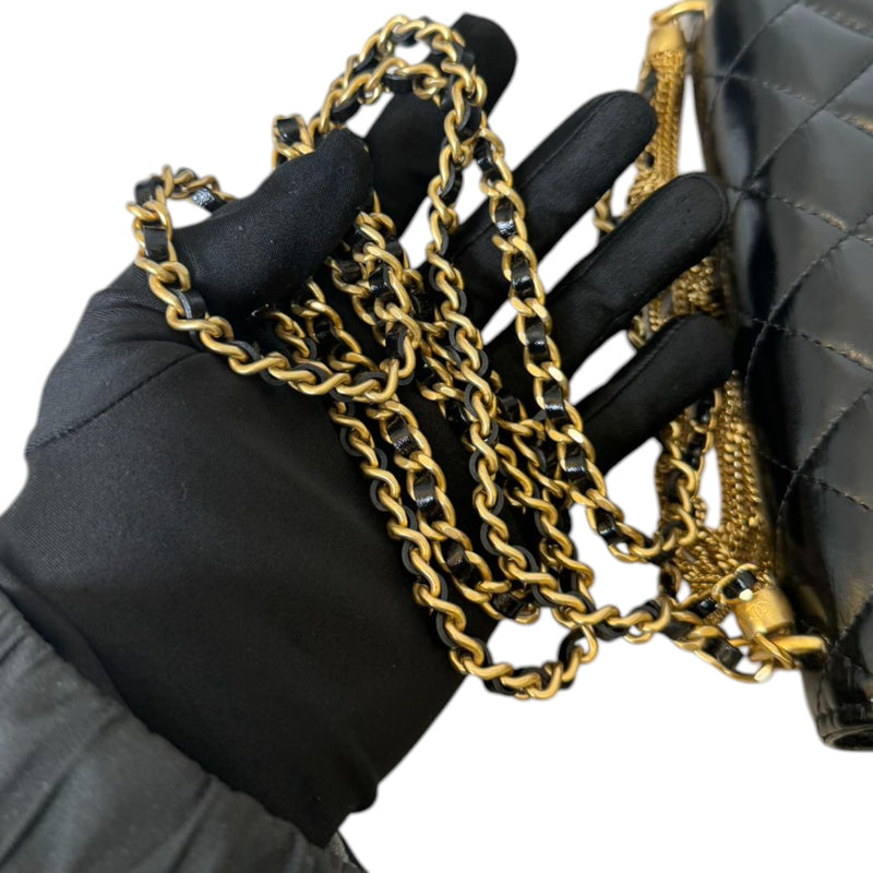 Wallet On Chain WOC Shiny Lambskin Black GHW