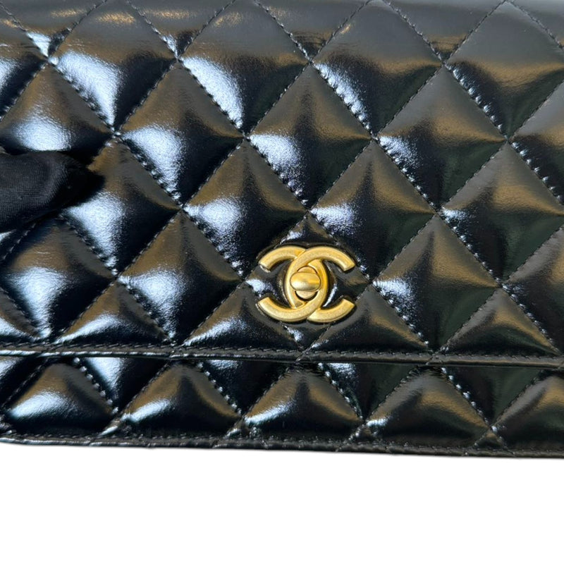 Wallet On Chain WOC Shiny Lambskin Black GHW