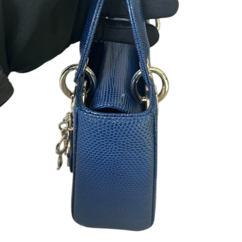 Lady Dior Mini Lizard Swarovski Crystal Blue SHW