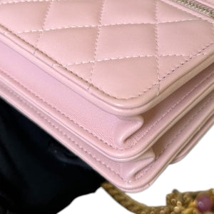 Wallet on Chain WOC Stone Enamel Lambskin Light Pink GHW