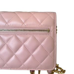 Wallet on Chain WOC Stone Enamel Lambskin Light Pink GHW