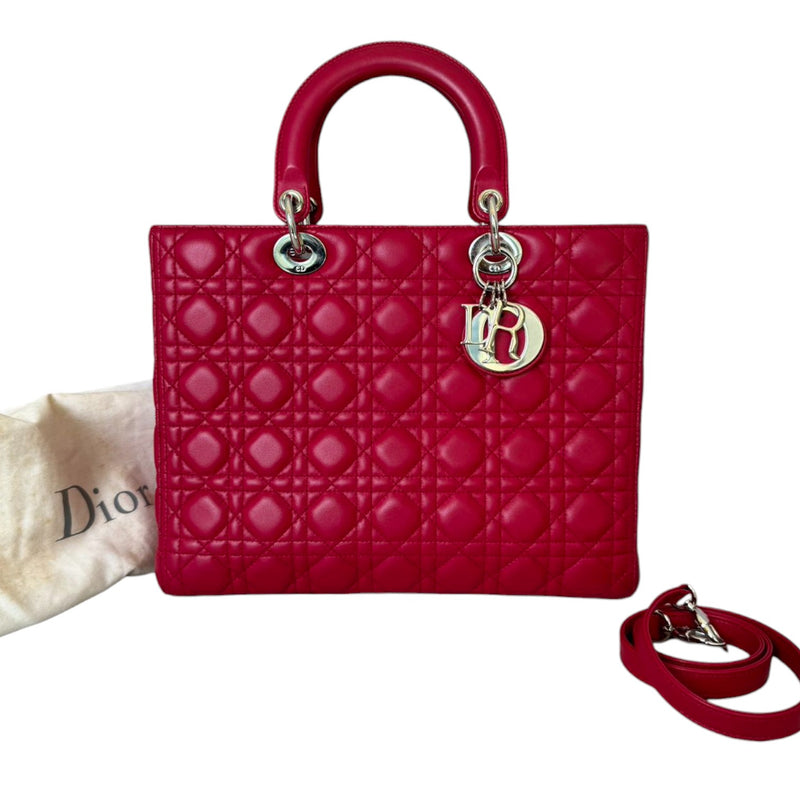 Lady Dior Large Lambskin Red SHW