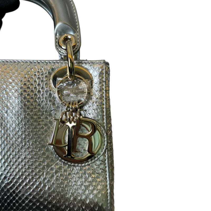 Lady Dior Mini Metallic Python Silver GHW