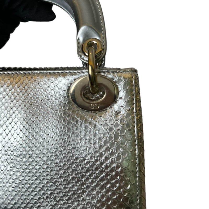 Lady Dior Mini Metallic Python Silver GHW