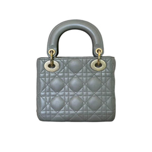 Lady Dior Mini Lambskin Quilted Grey GHW