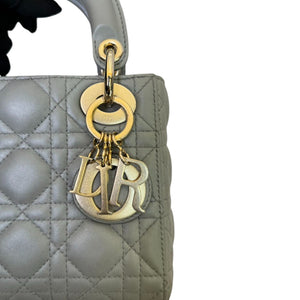 Lady Dior Mini Lambskin Quilted Grey GHW