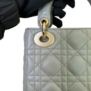 Lady Dior Mini Lambskin Quilted Grey GHW